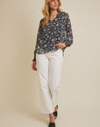 Black & Ivory Floral Blouse
