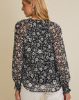 Black & Ivory Floral Blouse