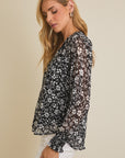 Black & Ivory Floral Blouse