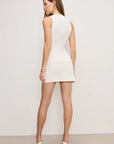 Cloud White Luxe Suiting Mini Skirt