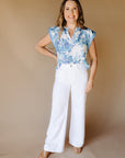Blue Melanie Front Closure Blouse
