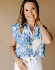 Blue Melanie Front Closure Blouse