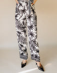 Black and White Tropical Motif Jumpsuit