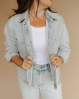Faded Indigo All Day Cropped Denim  Jacket