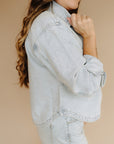 Faded Indigo All Day Cropped Denim  Jacket