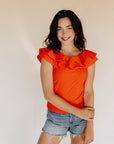 Red Ruffle Julia Top