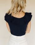 Navy Ruffle Julia Top
