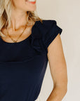 Navy Ruffle Julia Top