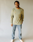 Green Embroidered Floral Crew