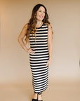 Black Natural Callum Striped Bodycon Dress