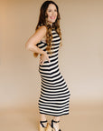 Black Natural Callum Striped Bodycon Dress