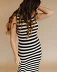Black Natural Callum Striped Bodycon Dress