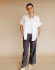 Charcoal Meg - Linen Wide Leg Pants