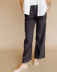 Charcoal Meg - Linen Wide Leg Pants