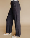 Charcoal Meg - Linen Wide Leg Pants
