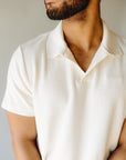 Tofu Waffle Textured Johnny  Collar Polo