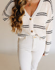 Natural Black  Pierre Striped Cardigan
