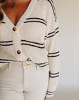 Natural Black  Pierre Striped Cardigan