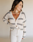 Natural Black  Pierre Striped Cardigan