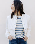 White Camilla Bomber Jacket