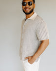 Ivory/Black Easton Knitted SS Shirt
