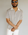Ivory/Black Easton Knitted SS Shirt