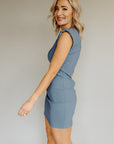 Blue Harmony Ruched Dress