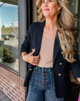 Navy Ocean Button Blazer