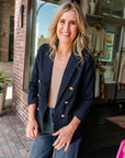 Navy Ocean Button Blazer