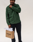 Green Cord Check Overshirt