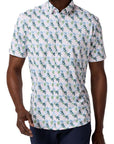 White Floral Collage Halyard SS Dress Shirt