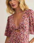 Rose Mauve Mavis Dulce Floral Midi  Dress
