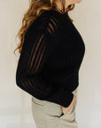 Black Seaside Crochet Sweater