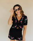 Black Floral Bea Blouse