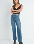 Dark Denim Slim Palazzo With Scissor Cut