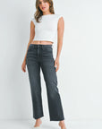 Washed Grey Slim Palazzo Scissor Cut Jean