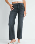 Washed Grey Slim Palazzo Scissor Cut Jean