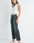 Washed Grey Slim Palazzo Scissor Cut Jean