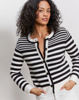 Black & Macrame Stripe City Summer Cardi