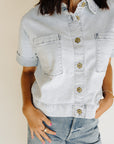 Light Wash Kiko Boxy Button Front Camp Shirt