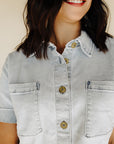 Light Wash Kiko Boxy Button Front Camp Shirt