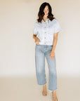 Light Wash Kiko Boxy Button Front Camp Shirt