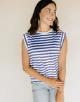 White & Blue Stripe Jill Tank
