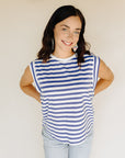 White & Blue Stripe Jill Tank
