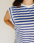 White & Blue Stripe Jill Tank