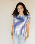White & Blue Stripe Jill Tank