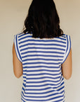 White & Blue Stripe Jill Tank