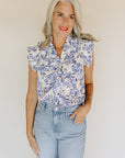 Blue Floral Millie Blouse Top