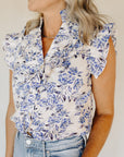 Blue Floral Millie Blouse Top