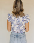 Blue Floral Millie Blouse Top